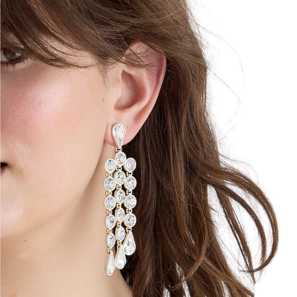 J. Crew Jewelry - J CREW Sparkly waterfall earrings in shiny crystal